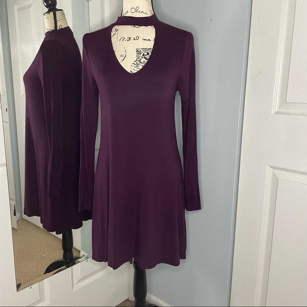 Express Plum colored Long Sleeve Cotton Dress Size L